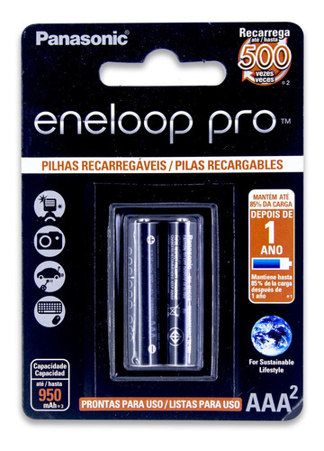 2 Pilha Aaa Eneloop Pro Palito Recarregável 950mah Panasonic