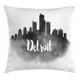 Ambesonne Detroit - Funda De Cojín Con Diseño De Horizont.