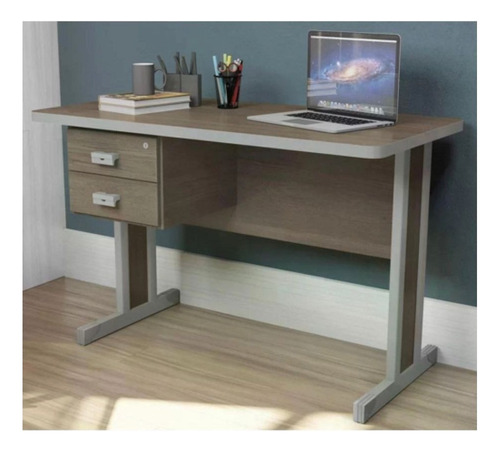 Mesa Para Escritório Com Gaveteiro Com Vidro De Proteção