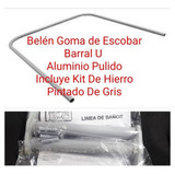 Barrales Baño Doble Curvo 90 De Aluminio + Soporte Kit Gris