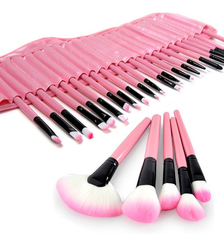 Kit De Pincel Maquiagem Profissional 24 Pcs C/estojo 5 Cores