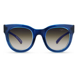 Óculos De Sol Life Gatinho Em Acetato Azul Lente Preto Desenho N/a