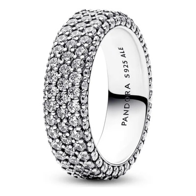 Pandora Kit De Anillotriple Hilera Pavé + Color Plateado Talla 9