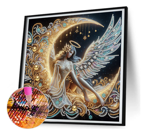 Pintura De Diamante Perforado Con Forma Especial Angel1