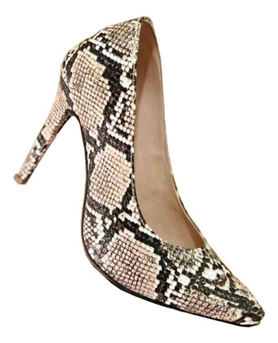 Zapatilla De Tacón Animal Print Elegante-formal De Dama.