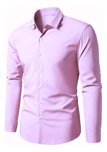 Camisa Social Com Elastano Masculina Manga Longa Slim Fit