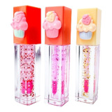 Lip Gloss Hidratante Glitter Detalhe Bolinho Fofo Divertido