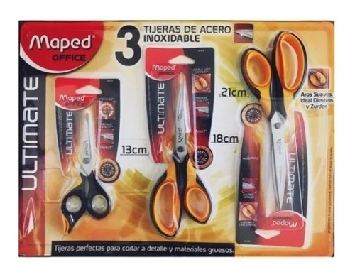 Pack 3 Tijeras Maped Ofrece Acero Inoxidable Ultimate