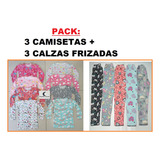 Pack X6 Calzas Termico Frizada Y Camisetas Manga Larga Nena 