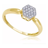 Anel Chuveiro Hexagonal Ouro 18k,750 Com Diamantes Naturais