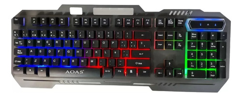 Teclado Español Gamer Luz Rgb Color Alámbrico Latinoamérica