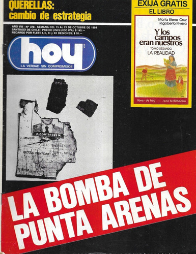 Revista Hoy N° 378 / 21 Octubre 1984 / Bomba Punta Arenas