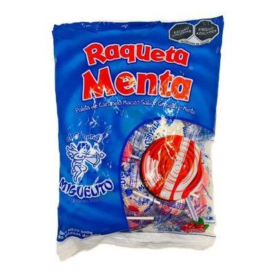 Paleta Miguelito Raqueta Sabor Menta Y Grosella Bolsa 40 Pz