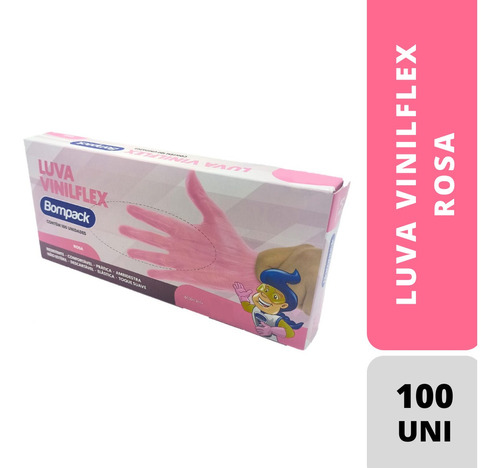 Luva Descartavel Vinilflex Cx C/ 100un Rosa