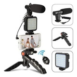 Estabilizador Soporte Celular Luz Led Micrófono + Control