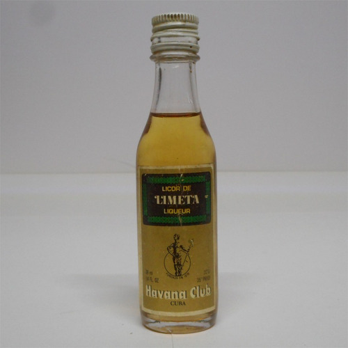 Mini Botella Antigua Havana Club Liqueur De Limeta Años 80´s