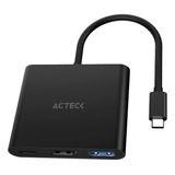 Adaptador Acteck Usb C A Hdmi3 En 1 Para Video 4k Ah445