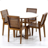 Mesa De Jantar Branca Lara Premium 100cm + 4 Cadeira Isabela Cor Natural