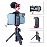 Kit Vlogger Smartphone Microfone Mini Tripe Suporte 2