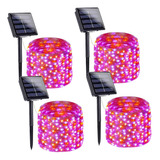 Luces Led Solares Morado Naranja Hallowen 12m Cada Una 4 Pzs