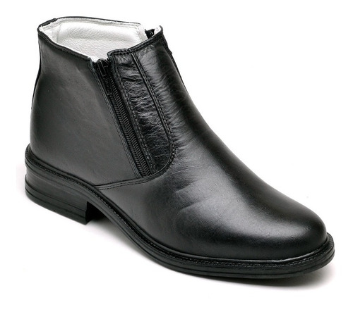 Bota Casual Masculina Couro Bico Redondo Leve Macia Conforto