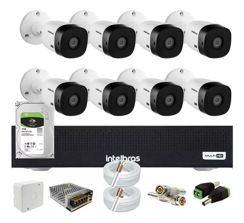 Kit 8 Cameras Intelbras 1120b, Dvr 8ch 1008c, Hd 1 Tera