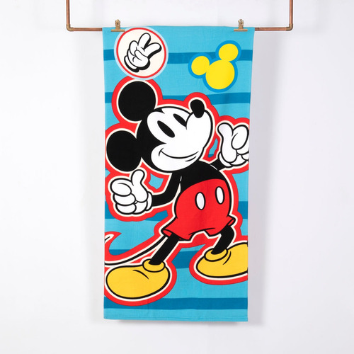 Toalla De Playa 68x137 Diseño Mickey O Minnie Mouse Disney Color Celeste Mickey Mouse