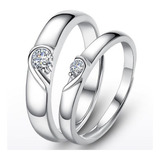 2 Anillos Promesa Plata Fina 925 Corazon Parejas Compromiso