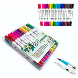 Kit 24 Brush Caneta Pen Ponta Pincel Lettering Canetinha