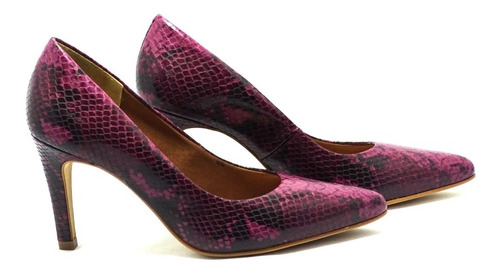 Scarpin Animal Print Vinho  Em Couro Divalesi - 65199