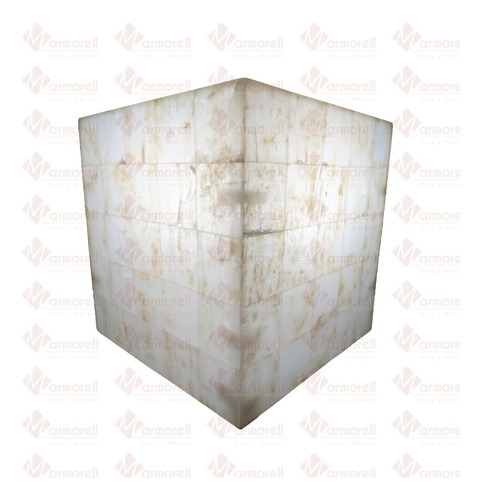 Lampara Cubo De Marquetería Ónix Blanco Natural 60x50x50