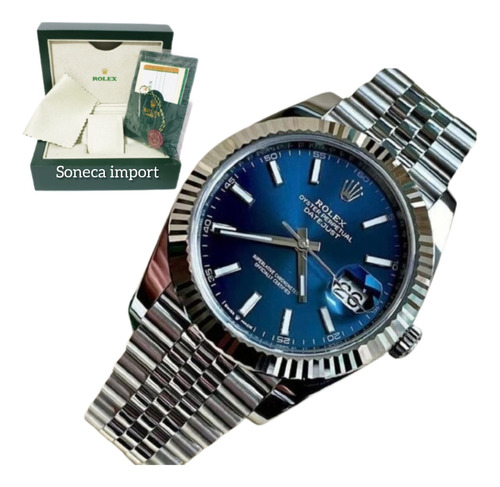 Relógio Rolex Datejust Azul Jubileu B. Eta 3035 Prova Dágua 