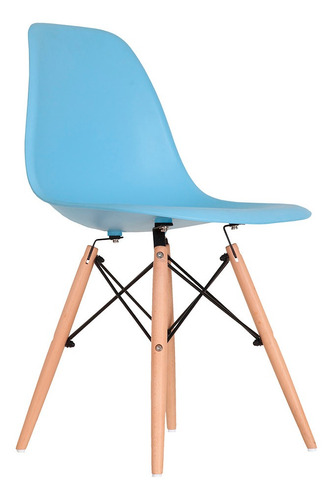 Cadeira De Jantar Empório Tiffany Eames Dsw Madera, Estrutura De Cor  Azul, 1 Unidade
