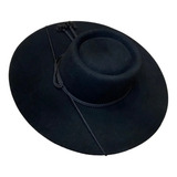 Sombrero De Huaso, Color Negro, Ala Corta 9cm Y Copa 9cm