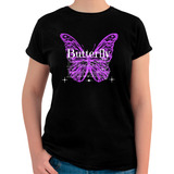 Playera Blusa Negra Mujer Estampado Mariposa Butterfly