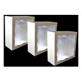 Trio Nicho Quadrado Borda Ondulada C Led 37x37x12 Mdf Pintad