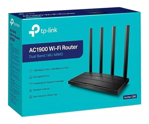 Access Point, Roteador Tp-link Archer C80 V1 Preto 220v