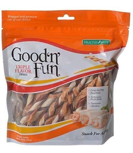 Goodnfun Healthy Hide Triple Twists Snack For Dogs Treats, 8