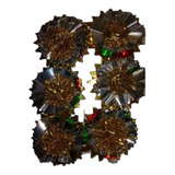 Adorno Navidad Deco Colgante Flores Papel Metalizado X 6