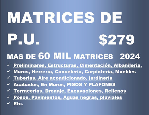 Matrices De Análisis De Precios Unitarios 2024