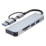 Hub Usb 5 En 1 Usb 3.0. + Tipo C Card Reader - Macbook Pc Nb