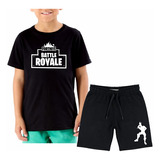 Kit Bermuda Camiseta Infantil Jogo Eletrônico Fortnite