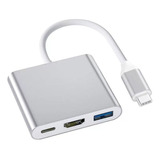 Hub Adaptador Usb Tipo C 3 En 1 Hdmi Para Macbook Windows