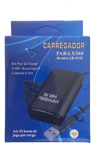 15 Bateria Para Controle Xbox 360 Com Carregador Voltagem De Entrada 110v/220v (bivolt)