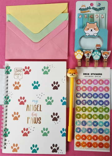 Set Artículos De Escritorio Accesorios Papeleria Perro Kawai