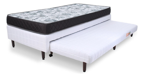 Cama Box Solteiro Cama Aux. + Colchão Espuma Selado 88x48cm