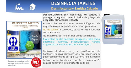 Desinfecta Tapetes/desinfecta Y Sanitiza Calzado Y Tapete 4l