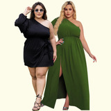 Kit 2 Vestidos Plus Size Longo Curto Tamanho Grande Crooped