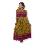 Vestido Longo Ciganinha Estampa Floral Boho Plus Size 21168