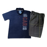 Conjunto Infantil Meninos Bermuda E Camisa Polo Cativa Kids 